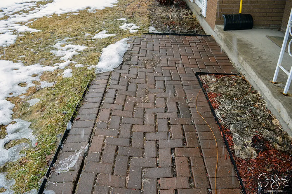 Some winter pictures of our current front walkway and the floor plan of how it looks now (and how I plan to DIY the walkway as well!)