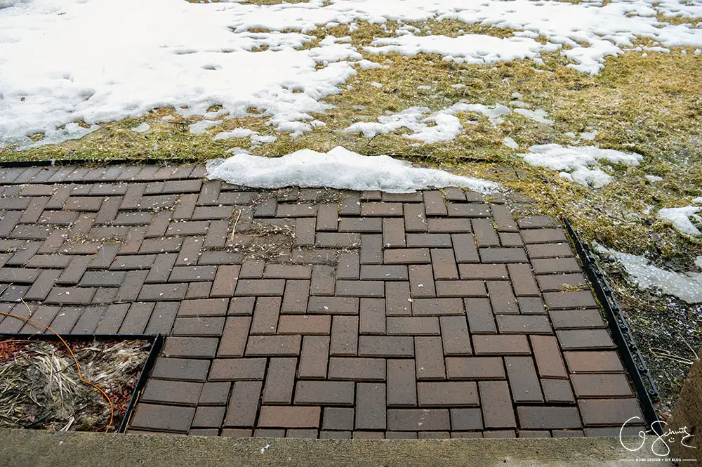 Some winter pictures of our current front walkway and the floor plan of how it looks now (and how I plan to DIY the walkway as well!)