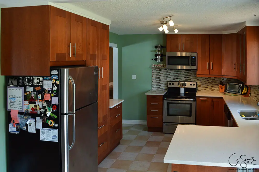 The before and after photo reveal of our DIY kitchen renovation. Check out all the great features we added to make this space unique. I can’t believe what it used to look like!