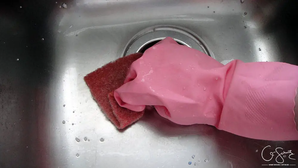 My great DIY method for cleaning the kitchen sink using dishwasher soap. (Hint: It’s probably NOT the type of dishwasher soap you’re thinking about!)