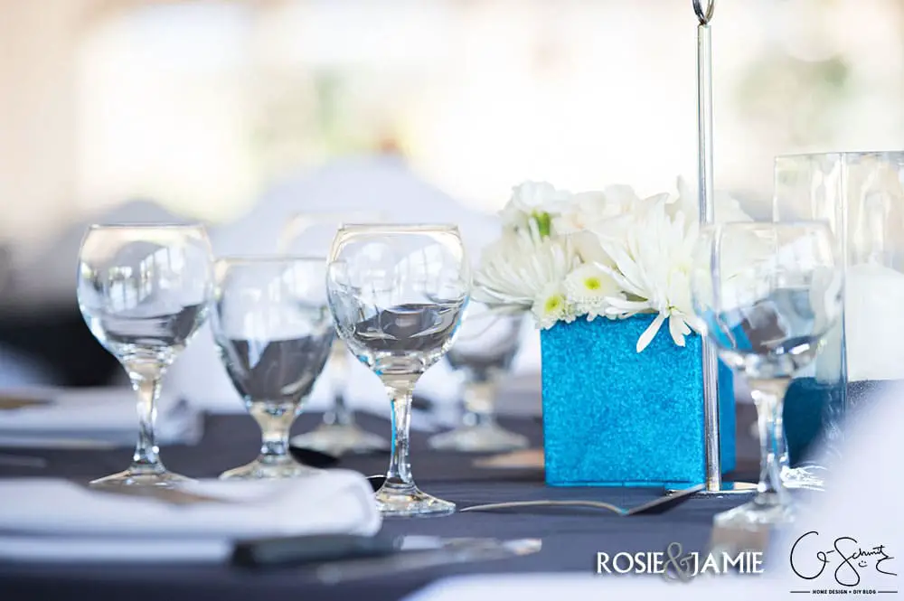 Can you believe that these DIY wedding vases were originally drink cartons? Check out the blog for the super easy and cheap process of turning juice and milk cartons into bright blue sparkly vases for wedding centerpieces and decor. And, check out the other ways I used this same DIY to add some other sparkles to our wedding day as well :)