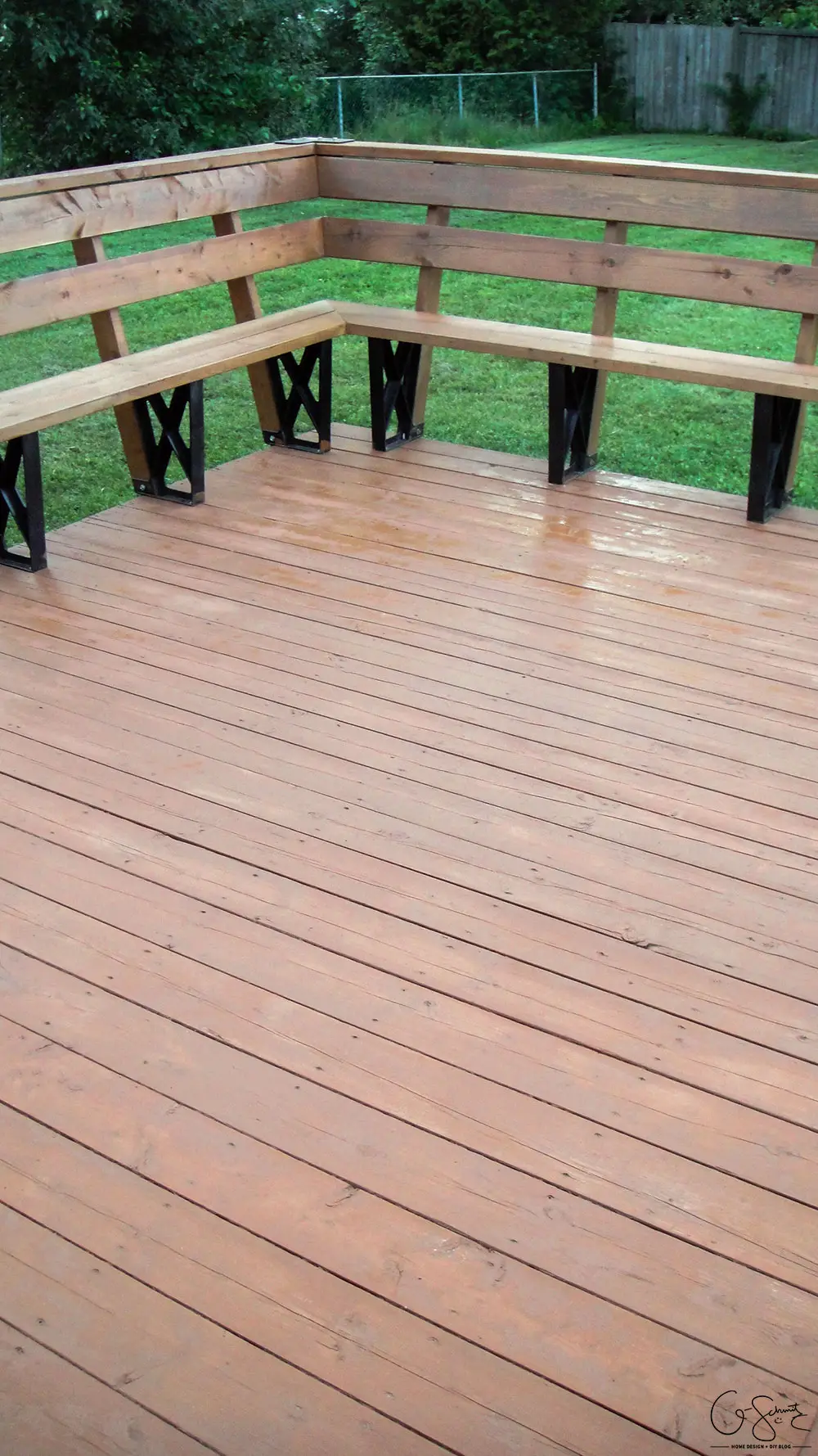 Staining the deck is an easy DIY project, but it is time consuming! Check out all the photos of the progress and read about the details on how to stain different angles. I can't wait to host some great backyard barbecue parties!
