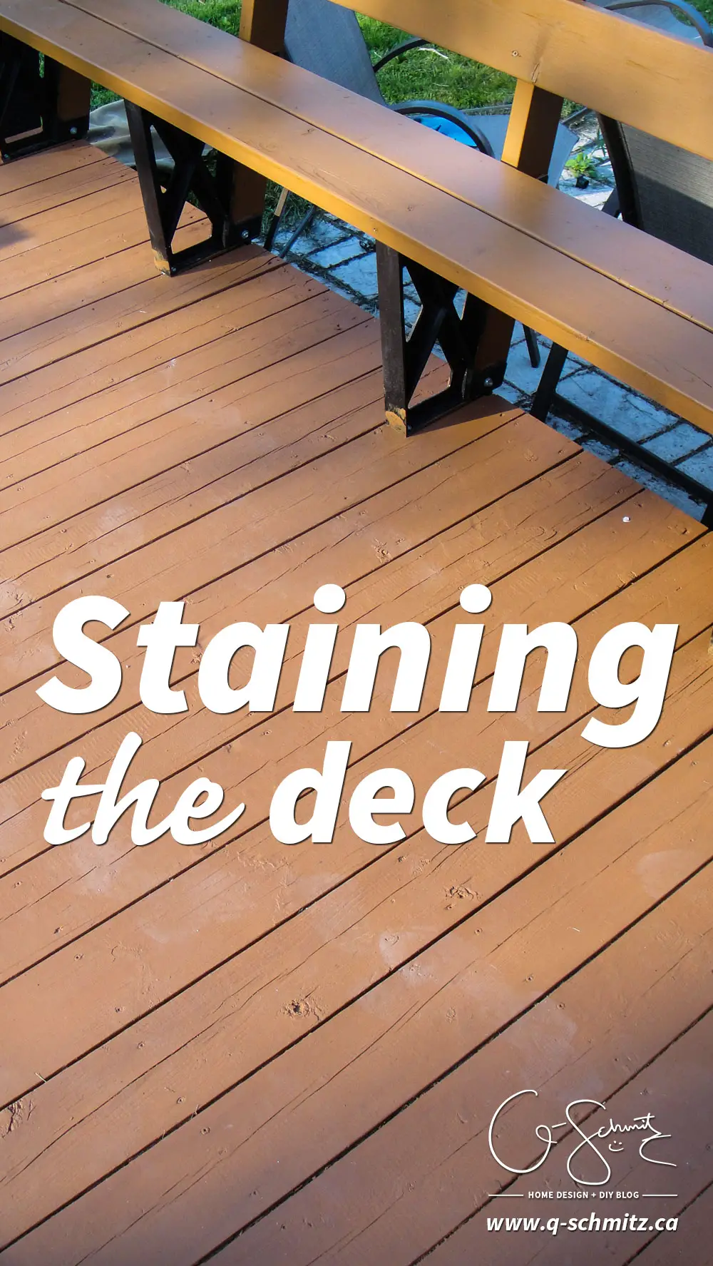 Staining the deck is an easy DIY project, but it is time consuming! Check out all the photos of the progress and read about the details on how to stain different angles. I can't wait to host some great backyard barbecue parties!