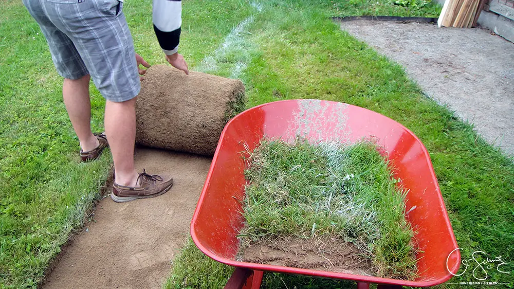 The second step for our DIY Project Walkway this summer – removing turf / sod and grass to make room for landscaping! 