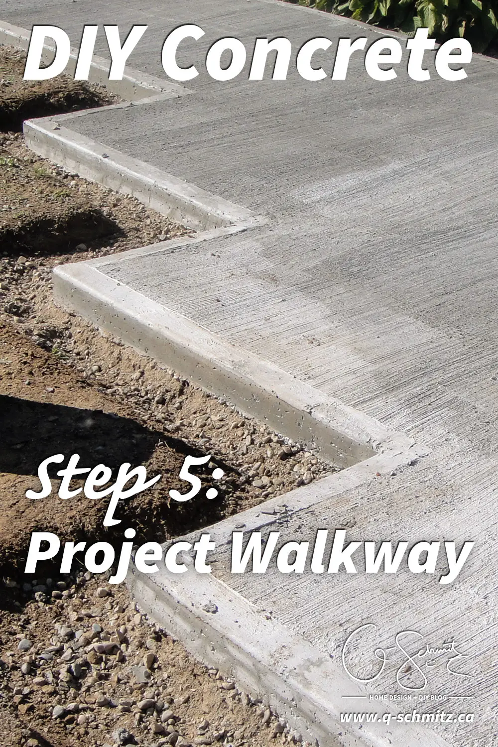 Our project walkway is almost complete now that the DIY concrete is set. Check out the pictures of how it looks currently and read my pros and cons of going with a DIY walkway versus professional concrete.