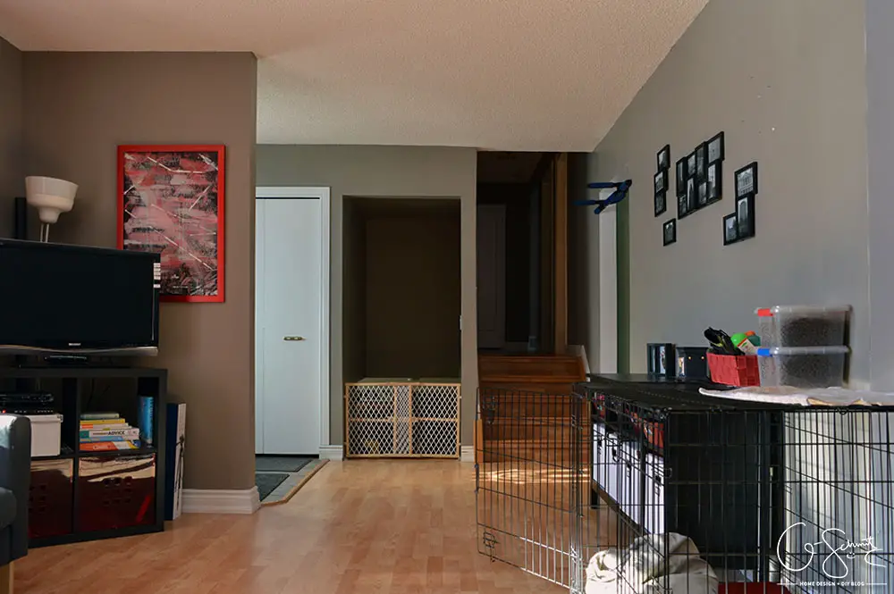 The living and dining room are two combined spaces in our house. Check out pictures of these two areas and the striped accent wall that joins them both together. 