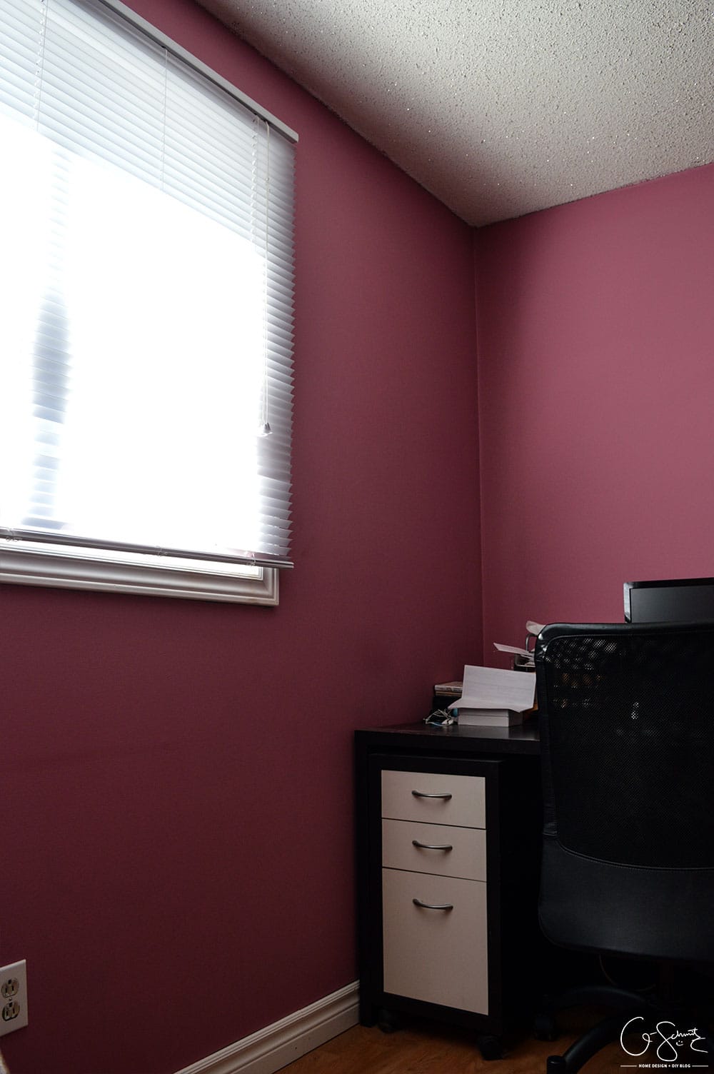 As soon as we moved into our house we painted all the rooms. For this room, I mixed a bunch of paint I already had to create the perfect “muted pepto-pink”, check it out in The Pink Room!