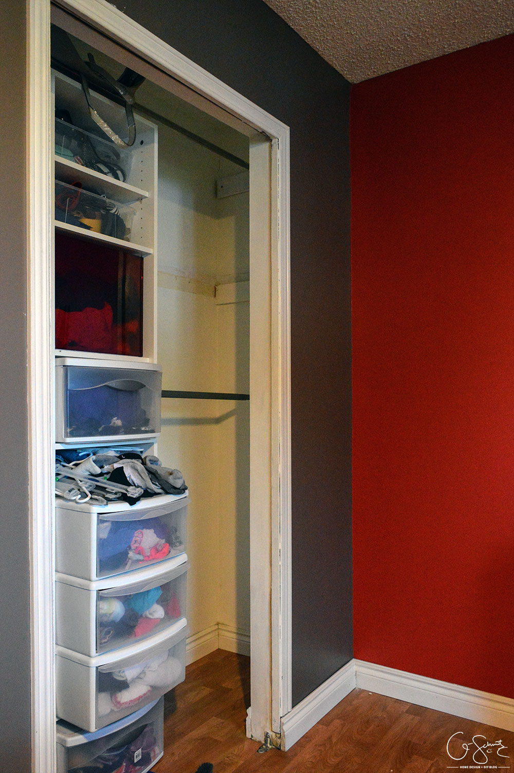 Renovating a master closet is a great way to get your creative juices flowing. Not having to tackle plumbing and electrical OR having to deal with structural walls makes this an easy DIY project!