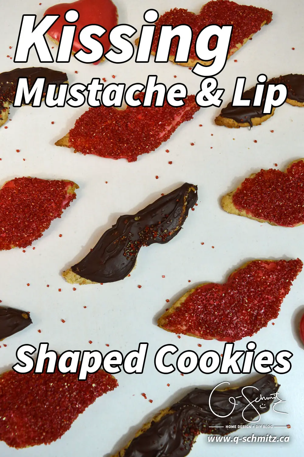 These kissing mustache and lip shaped cookies were a cute little idea I had to decorate my sugar cookies for Valentine's Day this year. Check them out!