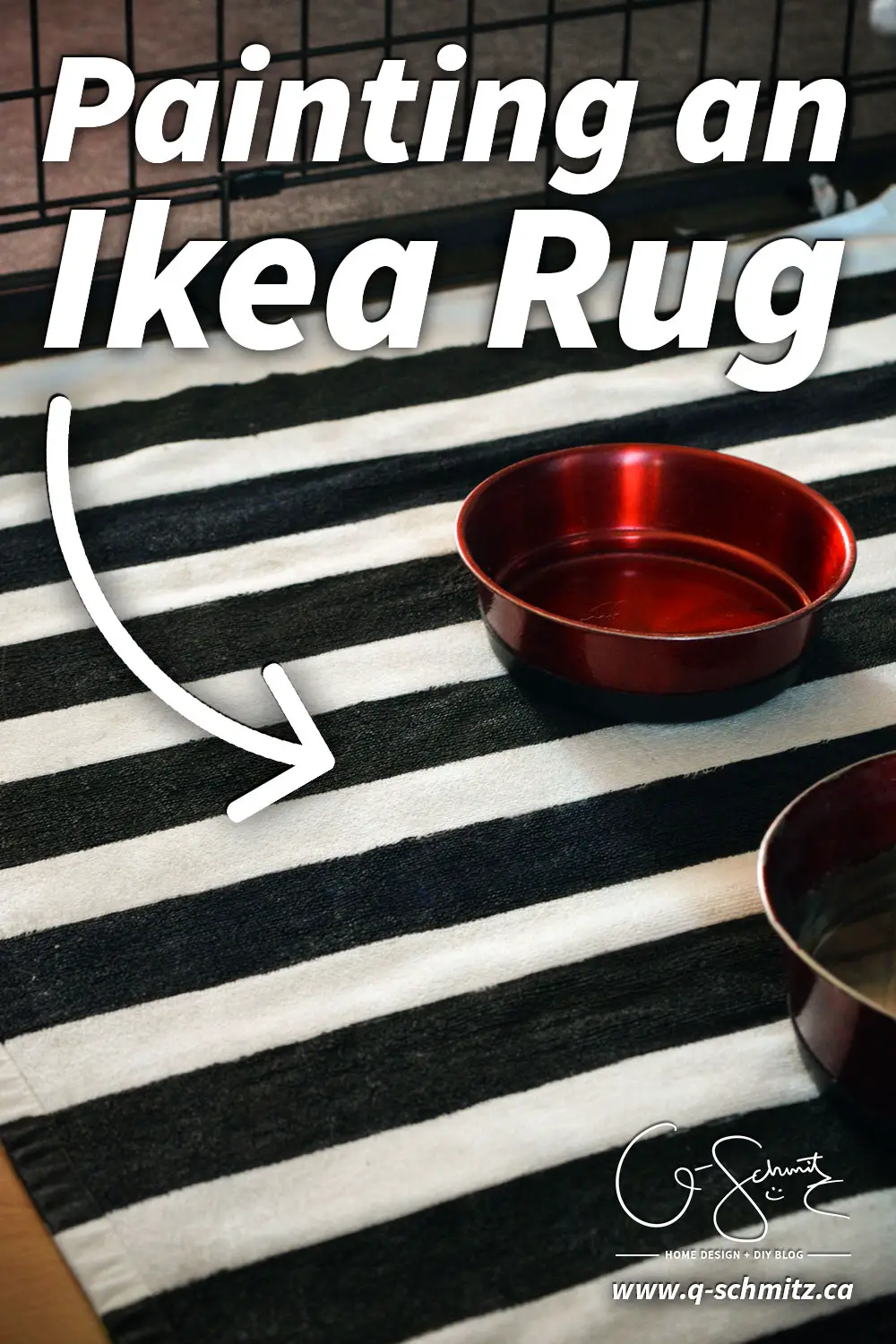 I have a simple project to share with you to update any fabric. I chose painting an Ikea rug, which is pretty quick and easy (seriously, anyone can do it!).
