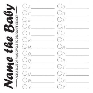 Download the 12x12 Name the Baby Printable