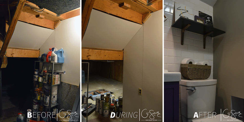 Today I am sharing the pictures of our basement half bathroom addition that we completed during the Spring 2016 One Room Challenge.