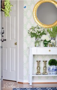 white door and wall with table