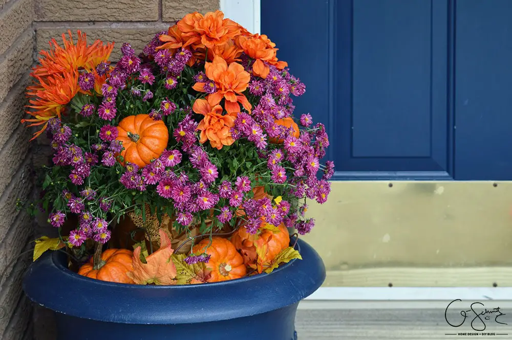 Here’s some easy DIY instruction to make a festive fall planter; with the perfect combination of fake and real décor elements to transform a plain Mum.