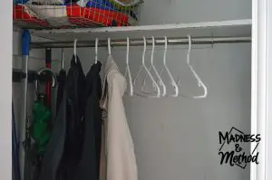 With some careful planning, we now have an organized entry closet and I know you can tackle your entryway space too! Just remember my three entryway must-haves...