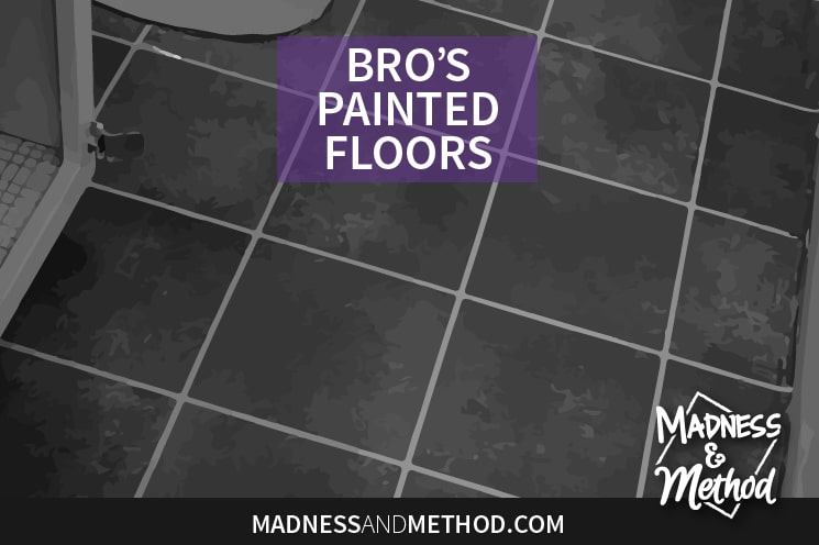 These floors look so much better than before! Read my tips on doing DIY painted floors as part of my bro’s budget bathroom renovation.