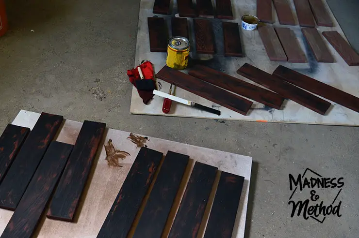 Staining wooden patio furniture slats