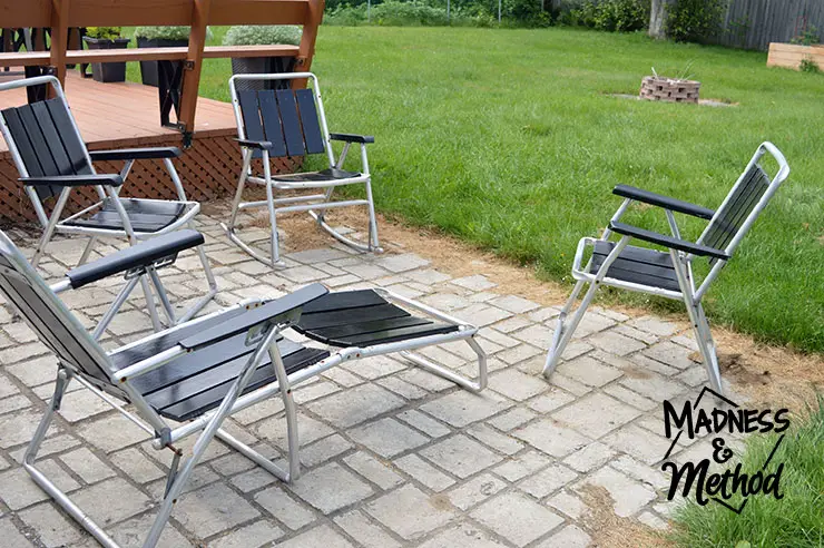 Antique patio furniture on concrete patio