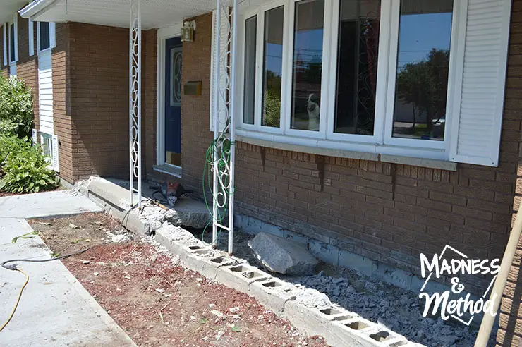 Concrete front porch being torn up