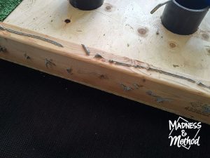 Gluing carpet on a washer toss game frame