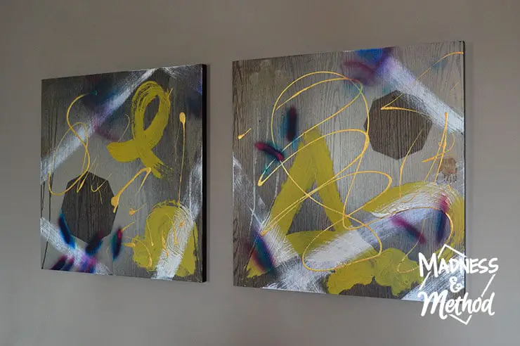 Wood canvas abstract art pieces