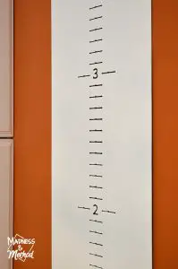 close up of baby growth chart