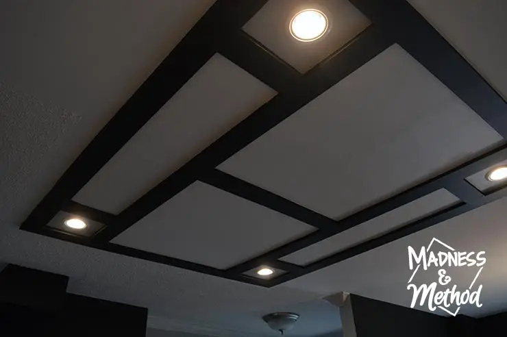 black faux coffered ceiling diy