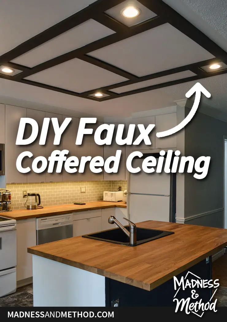 faux coffered ceiling diy graphic