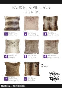 beige faux fur pillows under 50 dollars