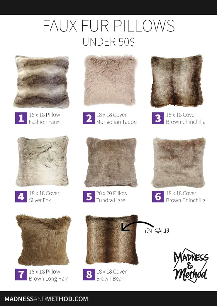 beige faux fur pillows under 50 dollars