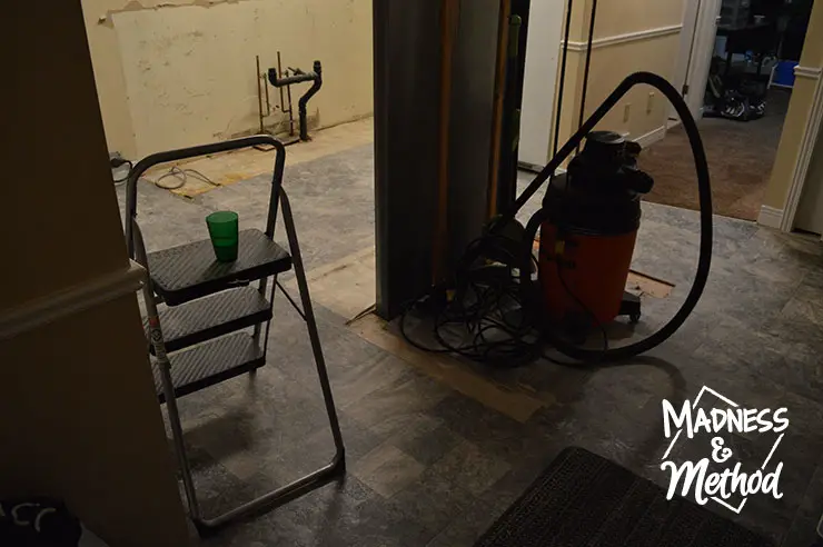 floors missing during kitchen renovation