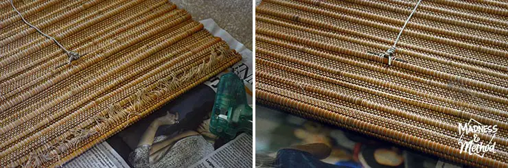 gluing bottom of bamboo blind