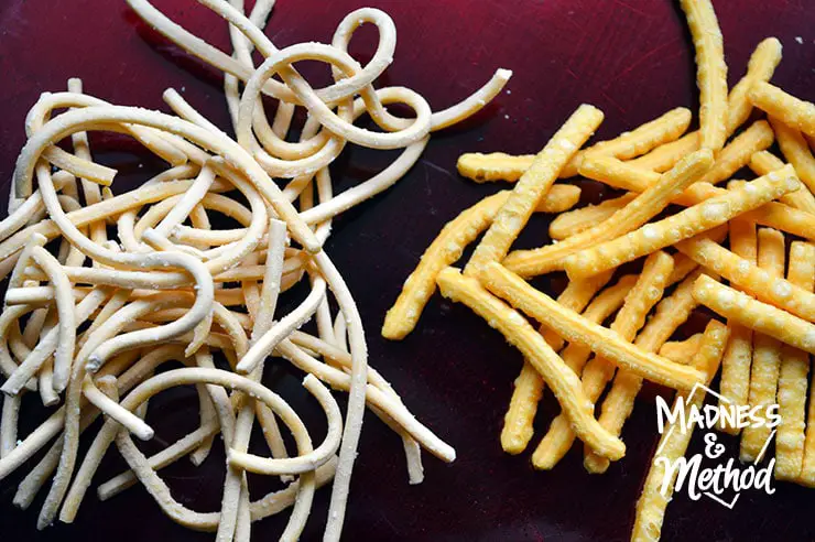 comparing chown mein noodles for haystacks