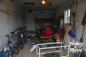 messy garage before makeover