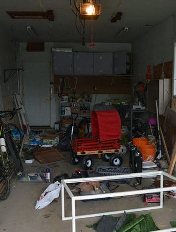 messy garage before makeover