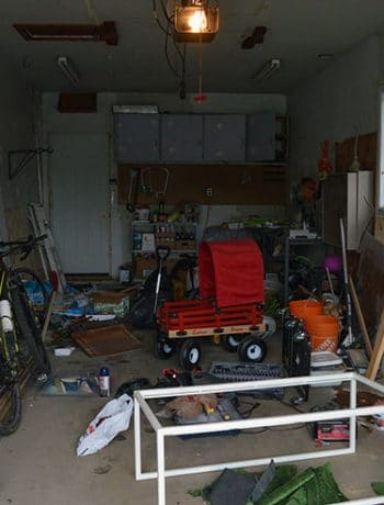 messy garage before makeover