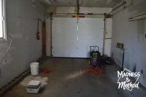 empty garage looking towards door