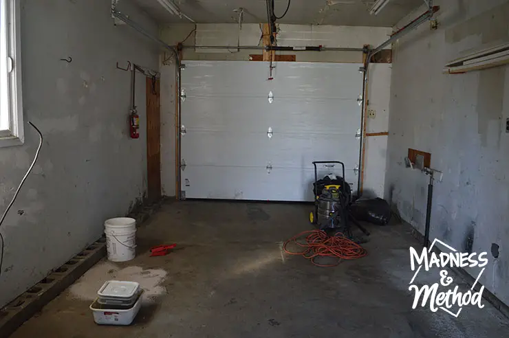 empty garage looking towards door