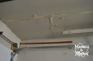 peeling ceiling in garage
