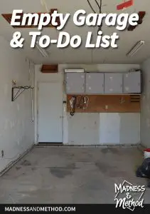 our empty garage and to-do list graphic