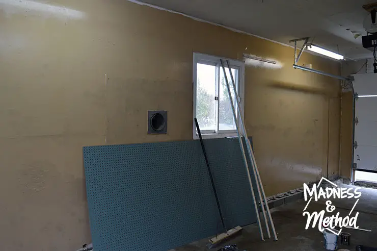 painted garage walls and pegboard