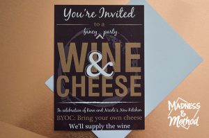 wine and cheese holiday party card