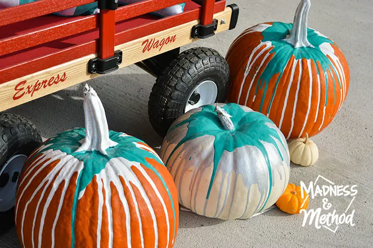 paint-drip pumpkin decor