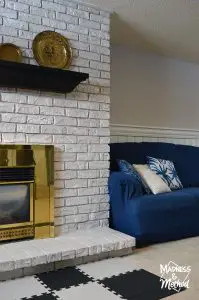 gray white and blue basement family room