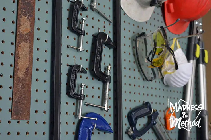 garage pegboard closeup