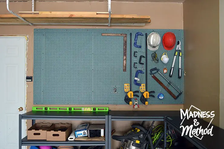 garage makeover reveal new pegboard