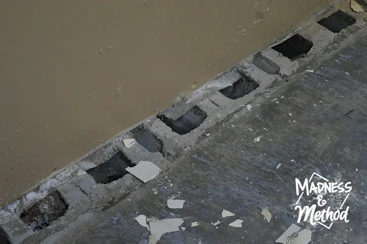 concrete block holes in garage