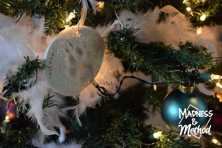 dog paw print on christmas tree