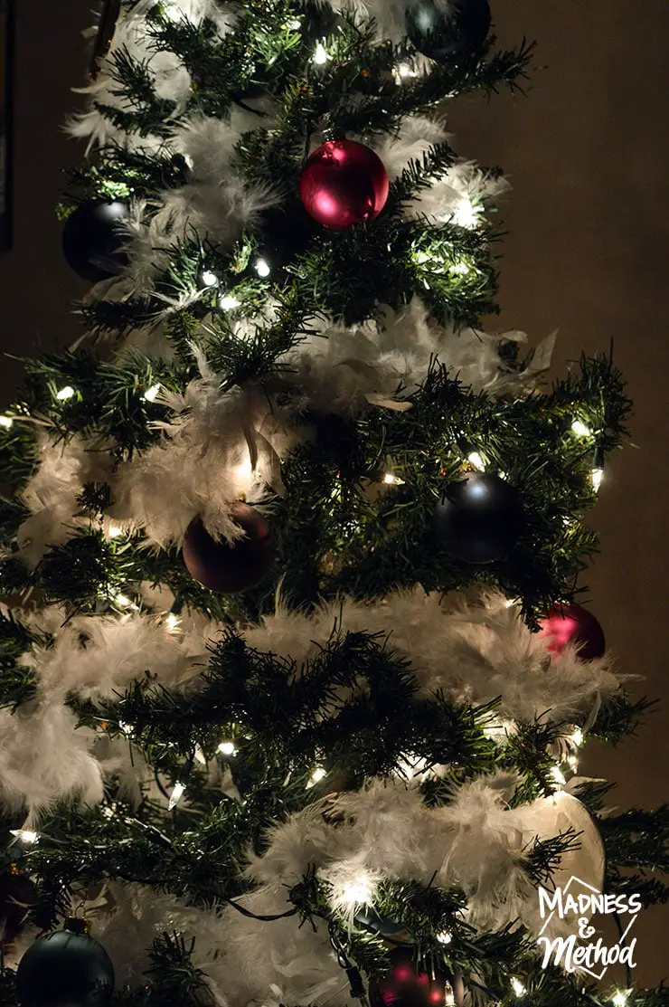 jewel-toned christmas tree at night