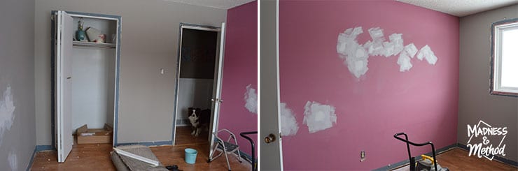 pink walls and room before